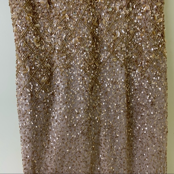 Aidan Mattox Ombre Sequin Column Gown Light Gold / Nude Size 4 - Picture 6 of 16